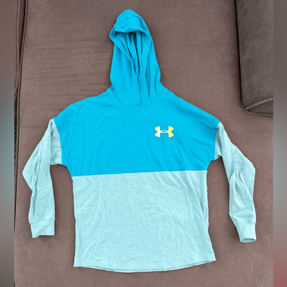Under Armour Kids' Turquoise and Light blue Hoodie Size Medium